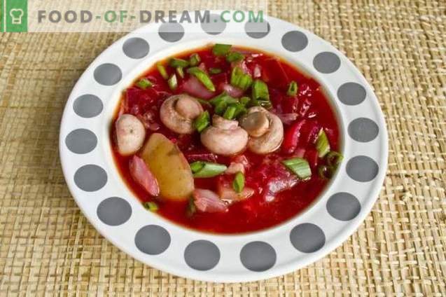 Rote-Bete-Suppe mit Hühnchen und Champignons