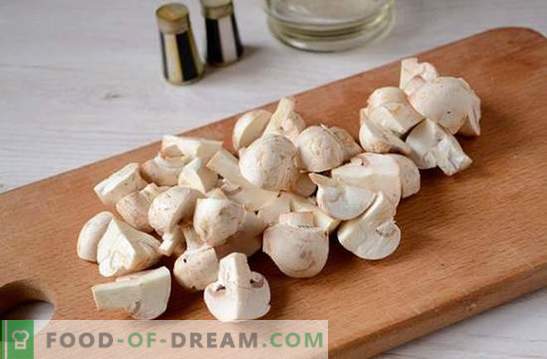 Pilzperlgerste: Eine Fastenteller. Schnell und sehr einfach: ein Fotorezept zur Herstellung von Gerste mit Pilzen