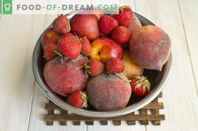 Beeren-Fruchtmarmelade aus Pfirsichen, Erdbeeren und Nektarinen