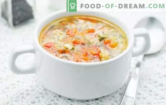 Reissuppe - Schritt für Schritt Rezepte für eine deftige Mahlzeit. Schritt für Schritt Suppen mit Reis auf Hühnerfleisch, Fleisch und Meeresfrüchten kochen
