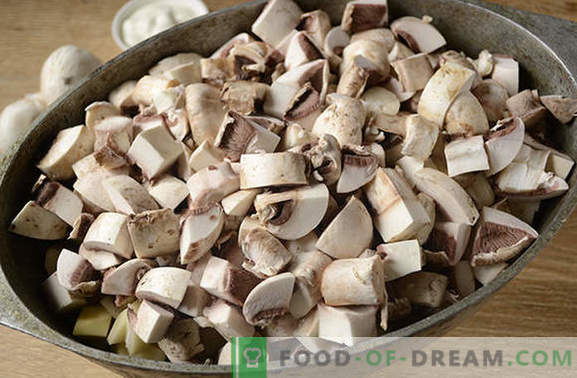 Kartoffeln mit Champignons im Ofen mit Sauerrahm - ein aromatisches und nahrhaftes Gericht. Autor Schritt für Schritt Foto-Rezept von Ofenkartoffeln mit Pilzen