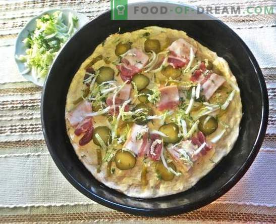 Pizza im Ofen: ein Rezept mit Fotos. Italienischer Teig, appetitliche Füllung - hausgemachte Pizza im Ofen: Schritt für Schritt Foto-Rezept