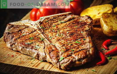 Wie man ein Steak brät, um es perfekt zu machen. Wie viel braten Sie es in einer Pfanne, Grill oder Kohlen, Pickles und Saucen dazu