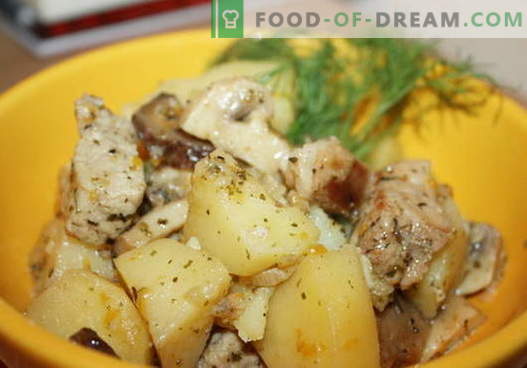 Gedünstete Kartoffeln mit Hühnchen - die besten Rezepte. Wie man richtig und lecker Bratkartoffeln mit Hühnchen kocht.