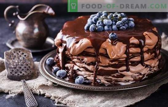 Schokoladen-Pancake-Torte - ein Leckerbissen aus der Pfanne! Rezepte einfache und festliche Schokoladen-Pfannkuchen mit verschiedenen Cremes