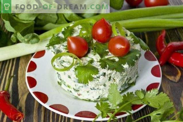 Salat mit Hüttenkäse, Spinat und Koriander