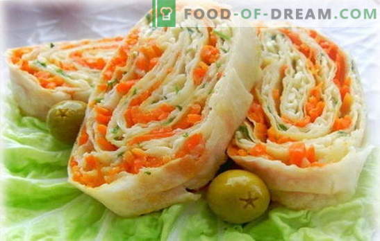 Lavash Brötchen mit koreanischen Karotten - einfach, lecker, gesund. Füllungsvarianten für Pitabrötchen mit koreanischen Möhren