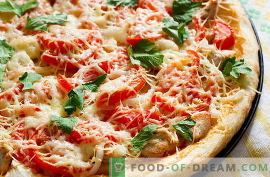 Hühnerpizza - die besten Rezepte. Wie man richtig und lecker Pizza mit Hühnchen kocht.
