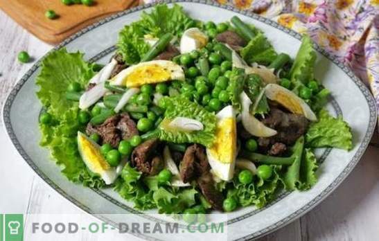 Nährender köstlicher Salat mit Leber und Bohnen: bewährte Rezepte. Salatvariationen mit Leber und Bohnen, mit und ohne Mayonnaise