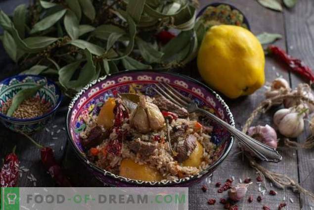 Fragrant pilaf with quince and beef