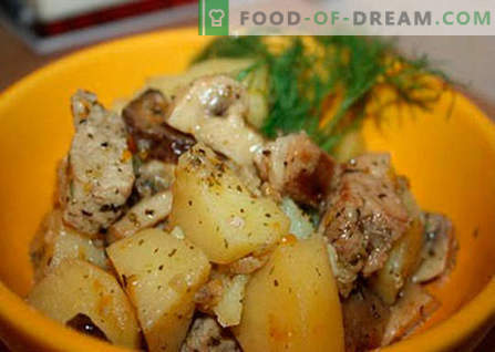 Kartoffel mit Fleisch und Pilzen - die besten Rezepte. Wie man richtig und lecker Kartoffeln mit Fleisch und Pilzen kocht.