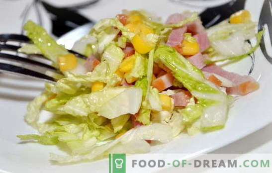 Salat mit Peking-Kohl und Schinken ist ein leichter Snack. Rezepte für Salate mit Peking-Kohl und Schinken: einfach und vielschichtig