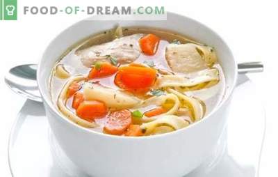 Hühnernudelsuppe - Muttersuppe. Wie man Hühnersuppe mit Nudeln, Pilzen, Fleischbällchen und Gemüse kocht