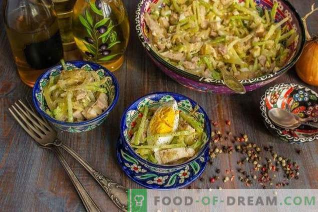Würziger Usbekistan-Salat mit Fleisch und grünem Rettich