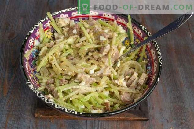 Würziger Usbekistan-Salat mit Fleisch und grünem Rettich