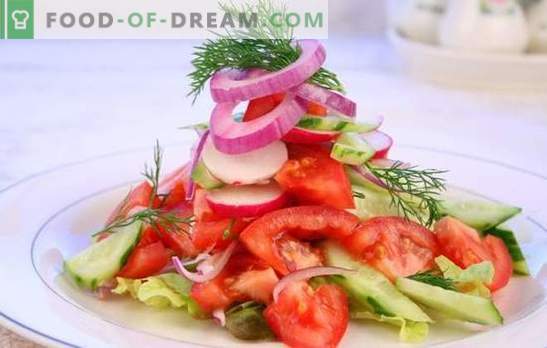 Frischer Tomatensalat: Eine alte Geschichte auf neue Art und Weise. Originalrezepte von Salat aus frischen Tomaten für Feiertage und Wochentage