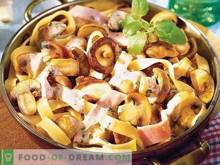 Pasta mit Pilzen - die besten Rezepte. Wie man richtig und lecker Nudeln mit Pilzen kocht.