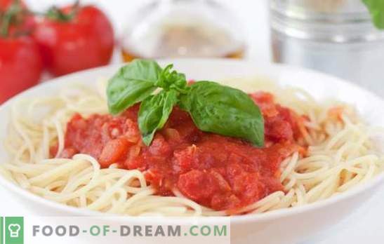 Спагети доматен сос е най-добрият начин за разнообразяване на едно просто ястие. Селекция от най-добрите рецепти за доматен сос за спагети