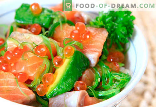 Salat mit Lachs und Kaviar sind die richtigen Rezepte. Schnell und lecker Kochsalat mit Lachs und Kaviar.
