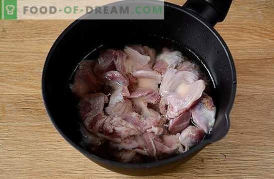 Hühnerkammerngulasch: ein schrittweises Fotorezept. Gericht für Sportler und Abnehmen - köstliches Gulasch von Hühnermagen